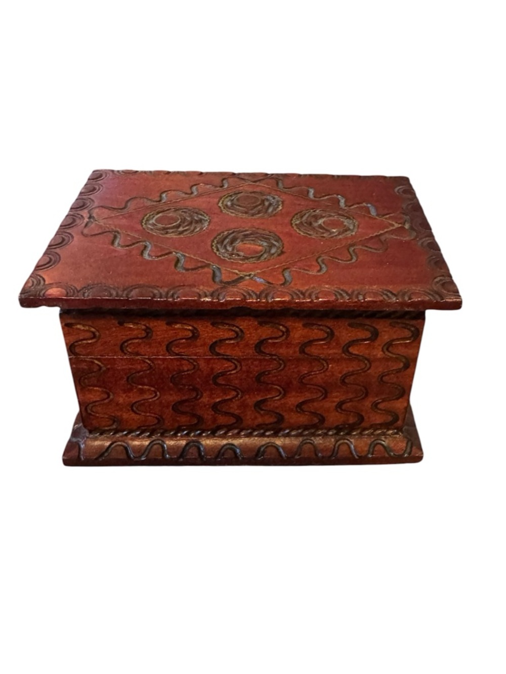 Vintage Polish Wooden Box - 1970's - Hand Carved Trinket Box
